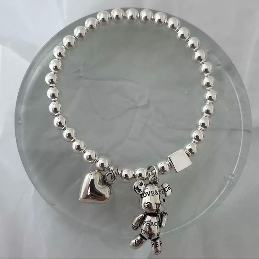 Cute Bear Heart Dangle Bracelet - Picture 2 of 6